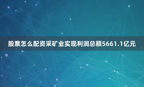 股票怎么配资采矿业实现利润总额5661.1亿元